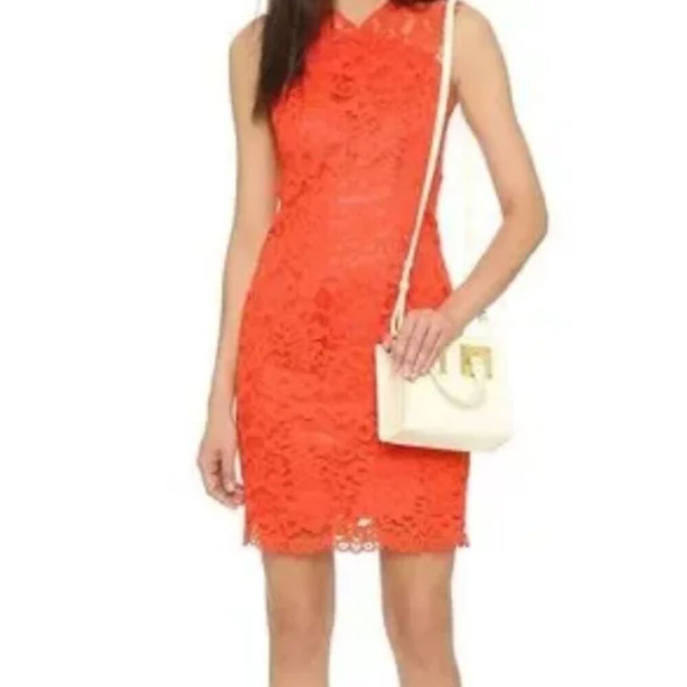 Shoshanna Red Lace Bodycon Dress Size 8